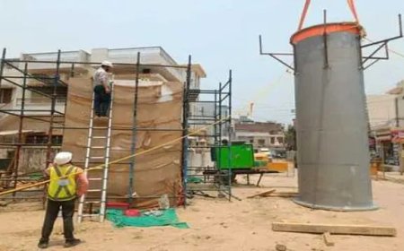 वाराणसी रोप वे कार्य सुरु सिगरा में लगा रोपवे का पहला टावर