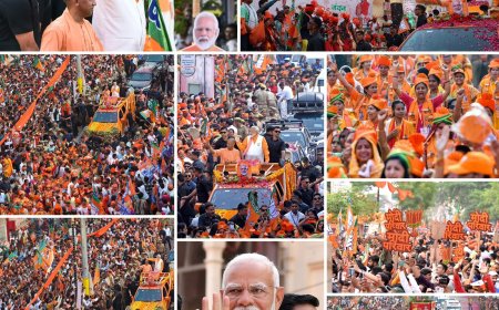 PM Modi Mega Road Show:वाराणसी नामांकन के पूर्व  नरेंद्र मोदी का मेगा रोड शो उमड़ा जनसैलाब