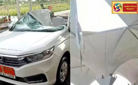 जबलपुर एयरपोर्ट की छत का एक हिस्सा नही सह पाया बारिश,आयकर विभाग की गाड़ी पर गिरा छत का हिस्सा,10 मार्च को वर्चुअल मोड़ पर प्रधानमंत्री ने किया था उद्घाटन