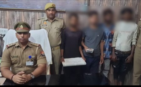 वाराणसी:थाना मंडुआडीह को मिली सफलता चोरी की टोटो,2 मोबाइल व 1 लैपटॉप के साथ 4 अभियुक्त गिरफ्तार