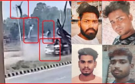 कार की जोरदार टक्कर से 20 फीट ऊपर उड़े दो युवक, गाड़ी में फंसकर   घिसटते गए 100 मीटर, दो दोस्त, यूपी में चार की मौत