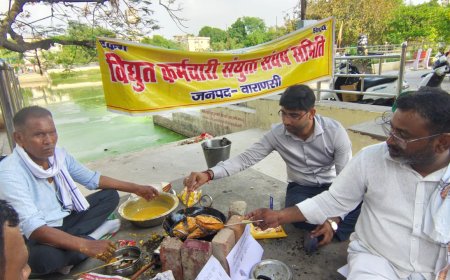 190वें दिन बनारस के बिजली कर्मियों ने पकौड़ा तलकर बिजली के निजीकरण का किया अनोखा विरोध