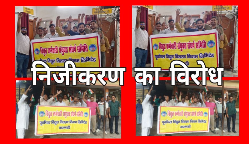 बनारस के बिजलिकर्मियो ने निजीकरण की प्रक्रिया को आमजनमानस के साथ छलावा बताते हुए किया विरोध ,निजीकरण की प्रक्रिया को जनविरोधी बताते हुए निरस्त करने हेतु माननीय मुख्यमंत्री जी से किया अपील