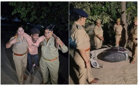 Uttar Pradesh: गाज़ियाबाद महिला पुलिसकर्मियों ने दिखाया नवरात्र में दुर्गा का रूप अपराधी को किया लंगड़ा