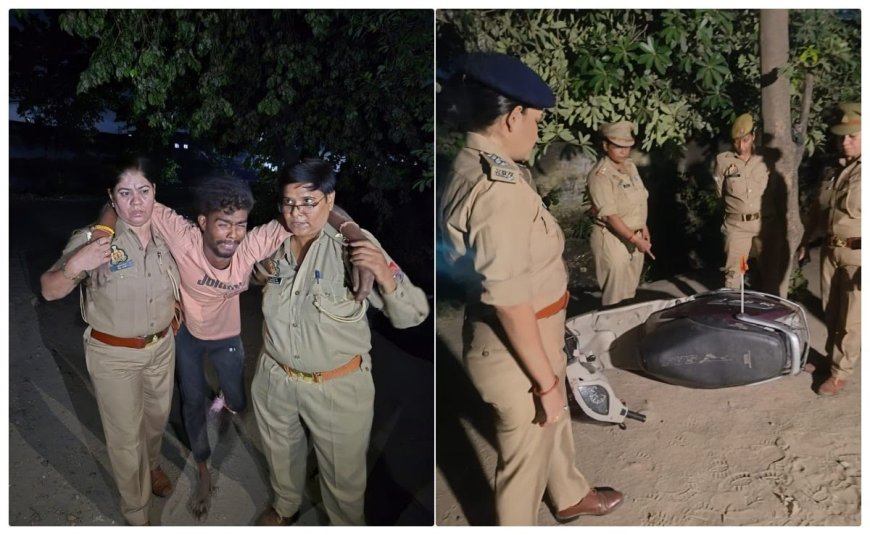 Uttar Pradesh: गाज़ियाबाद महिला पुलिसकर्मियों ने दिखाया नवरात्र में दुर्गा का रूप अपराधी को किया लंगड़ा