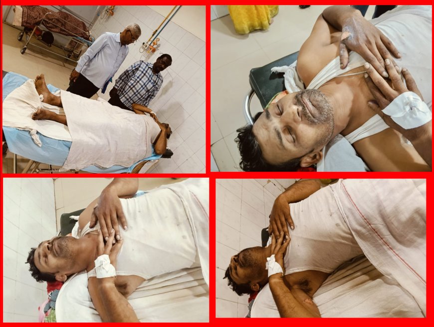 संविदाकर्मी बृजमोहन मिश्रा करेंट की चपेट में आया ट्रामा में भर्ती,विभागीय अधिकारी प्रकरण को दबाने के लिये दे रहे निकालने की धमकी!