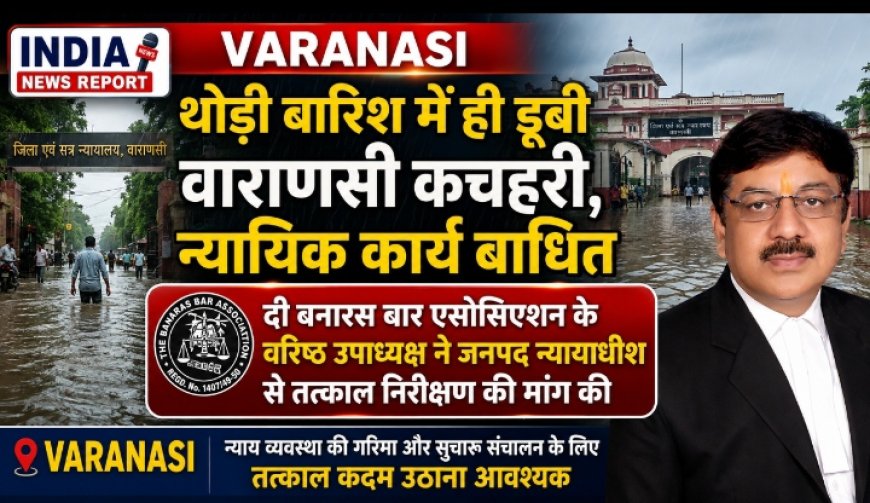 Varanasi: थोड़ी बारिश में ही डूबी वाराणसी कचहरी, न्यायिक कार्य बाधित
