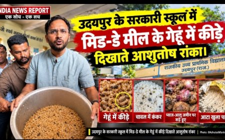 उदयपुर के आदिवासी स्कूल में मिड-डे मील में कीड़े, गेहूं में मिले लटें; आशुतोष रांका ने भजनलाल सरकार को घेरा - बोले 'क्या अपने बच्चों को खिलाओगे ये खाना?'