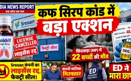 MP कफ सिरप कांड: Coldrif में 48.6% जहर, Sresan फार्मा का लाइसेंस रद्द, फैक्ट्री सील, मालिक गिरफ्तार - 22 बच्चों की मौत पर बड़ा एक्शन