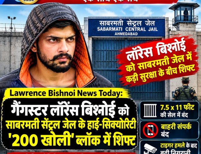 Lawrence Bishnoi News: साबरमती जेल की '200 खोली' में शिफ्ट हुआ लॉरेंस बिश्नोई, अब 7.5x11 की सेल में रहेगा बंद